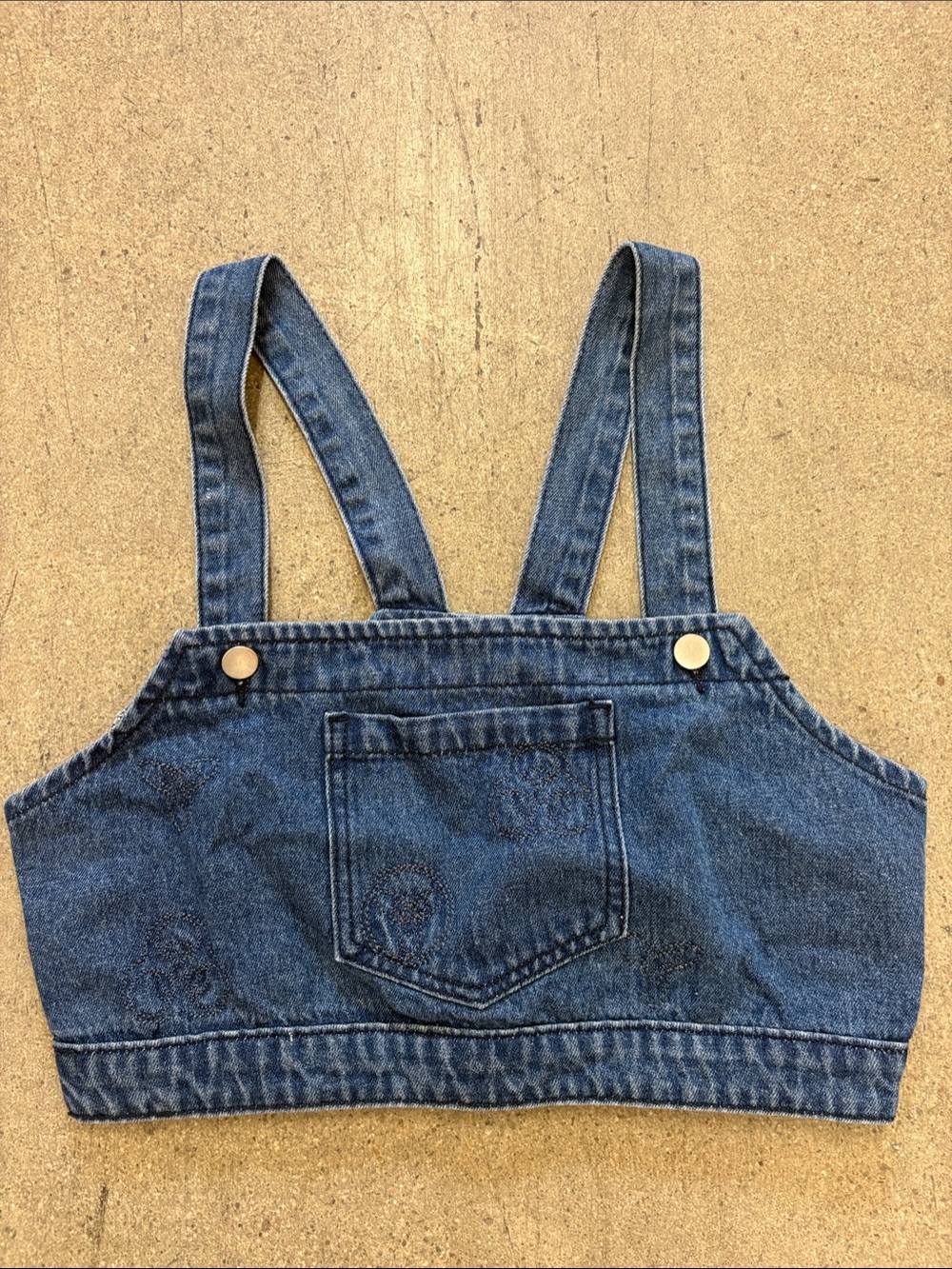 Cider Denim Cropped Overall-Style Tank Top - Blue Med